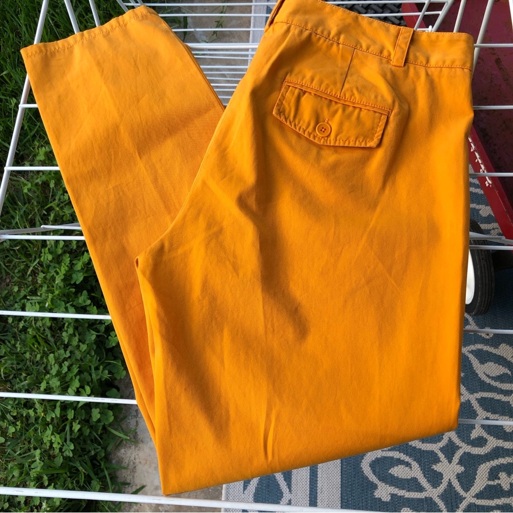 Tibi New York Cotton Twill Straight Leg Orange Pants 8